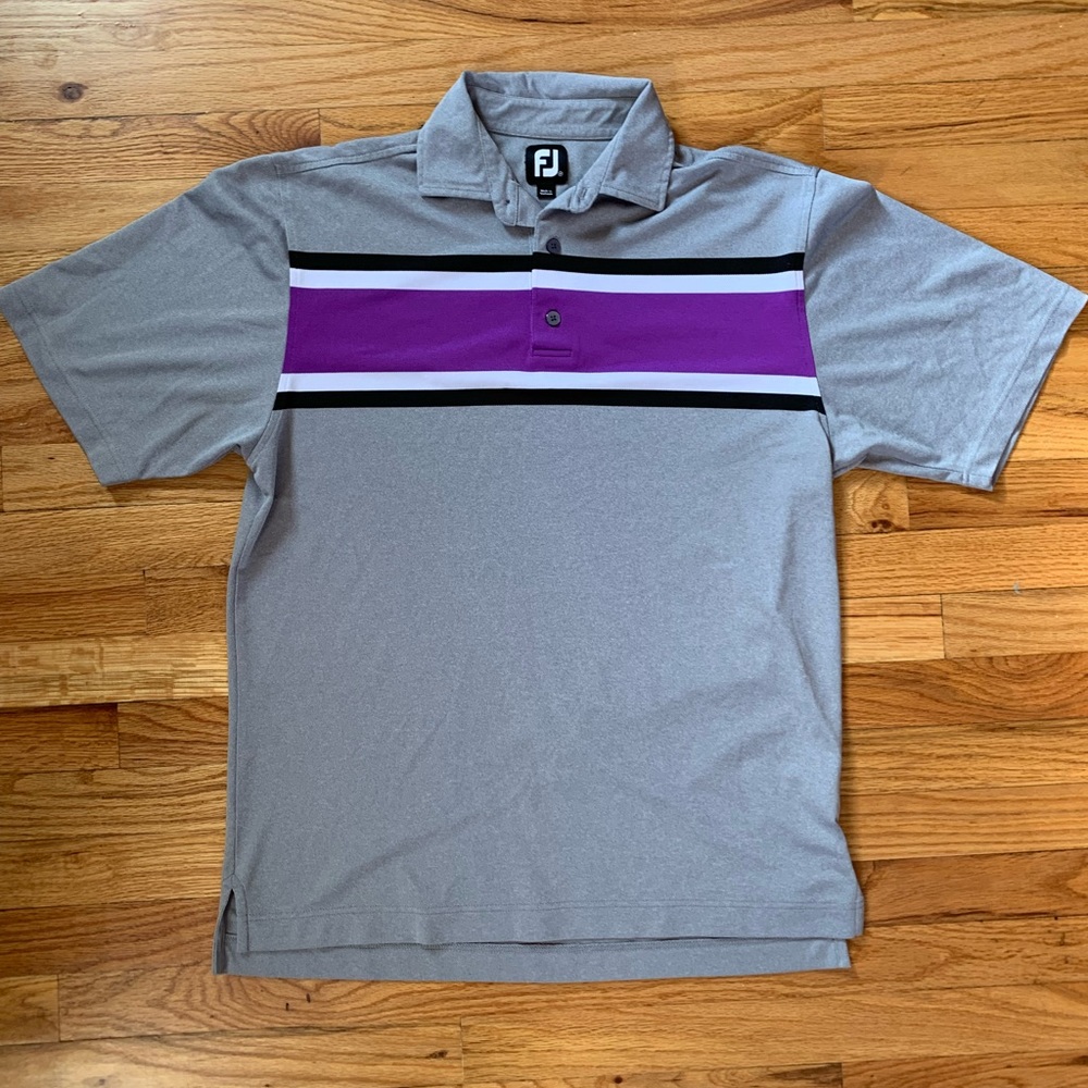 FootJoy Men’s Size Medium Short Sleeve Polo Bundle of Two Striped Cotton Blend - Picture 4 of 12